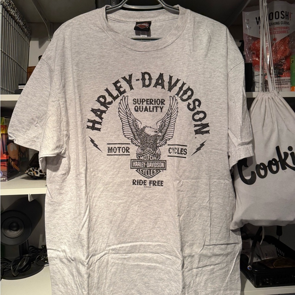 Harley-Davidson Gray Short Sleeve Tee with Eagle Graphic